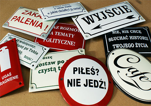 Emaliowane szyldy horeca - hotel, restauracja, kawiarnia