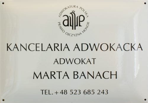Emaliowane szyldy do kancelarii adwokackich